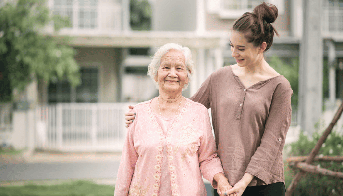 Caregiver with elderly client